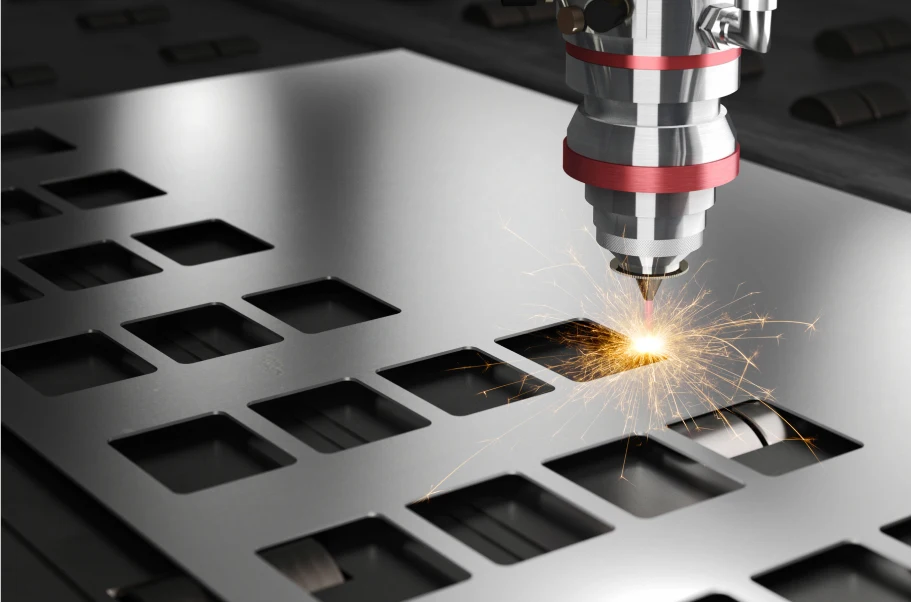 Corte de placa de acero con láser